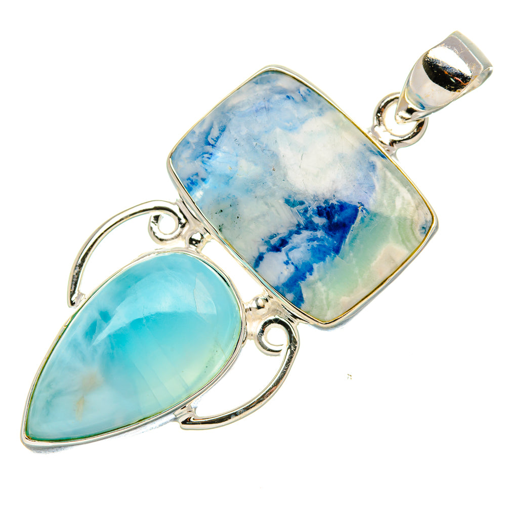 Blue Scheelite, Larimar Pendant 2" (925 Sterling Silver) PD37955