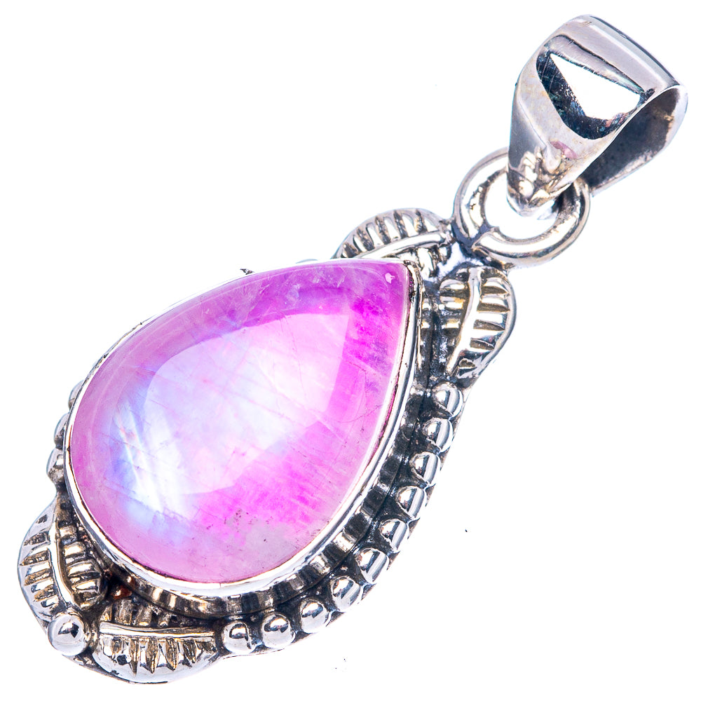 Pink Moonstone Pendant 1 1/4" (925 Sterling Silver) P42499