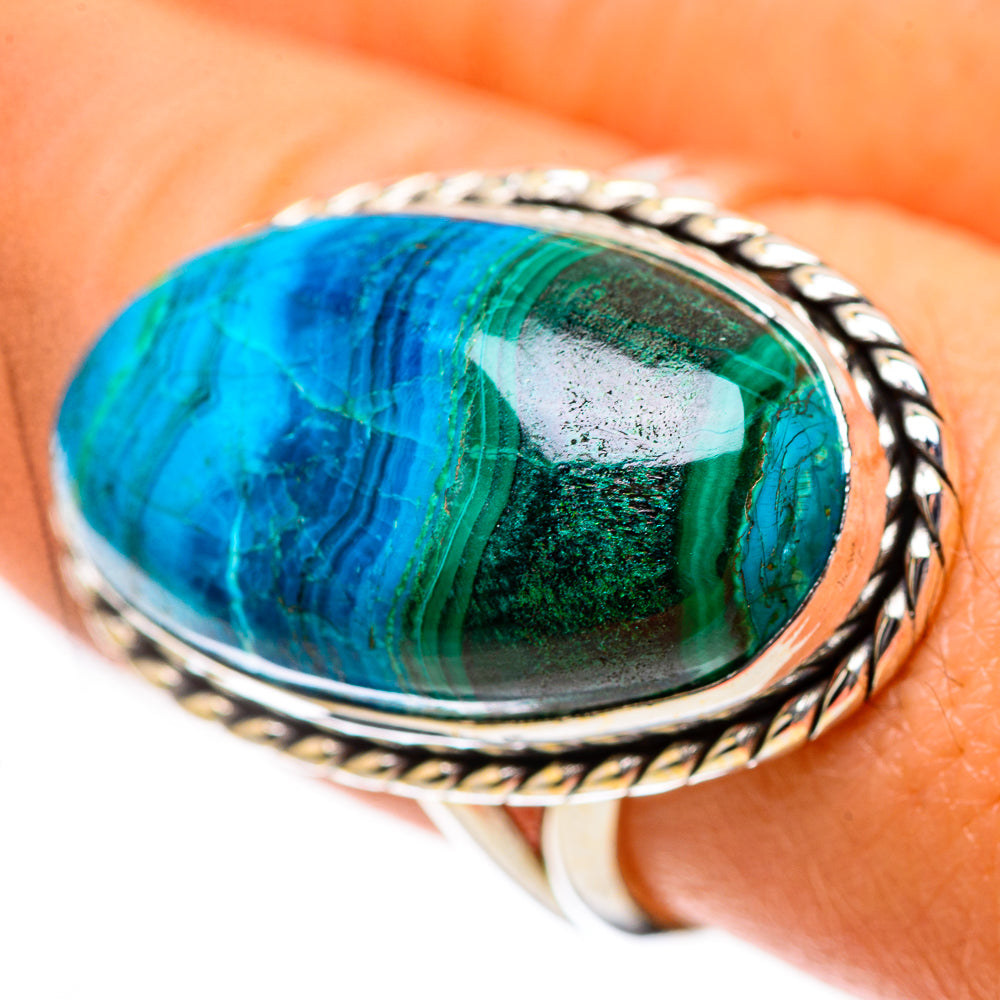 Malachite In Chrysocolla Ring Size 8 (925 Sterling Silver) RING139191