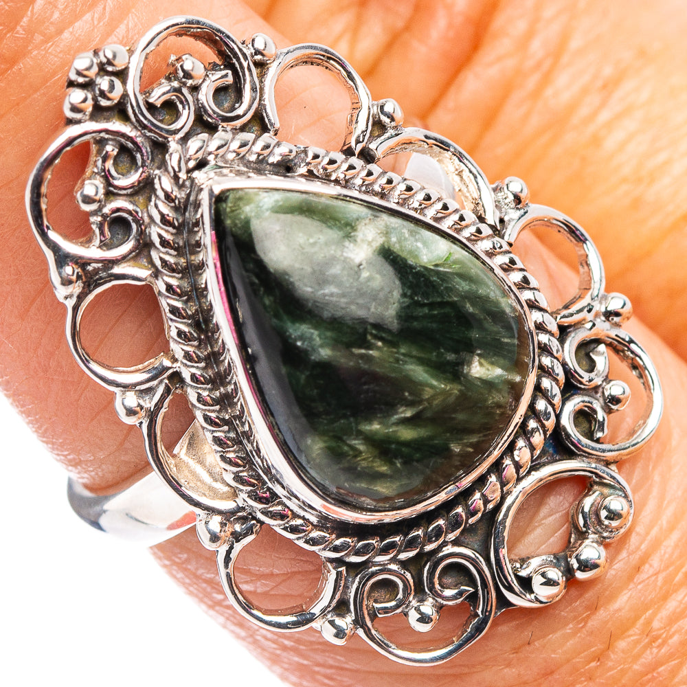 Premium Seraphinite Ring Size 7 (.925 Sterling Silver)