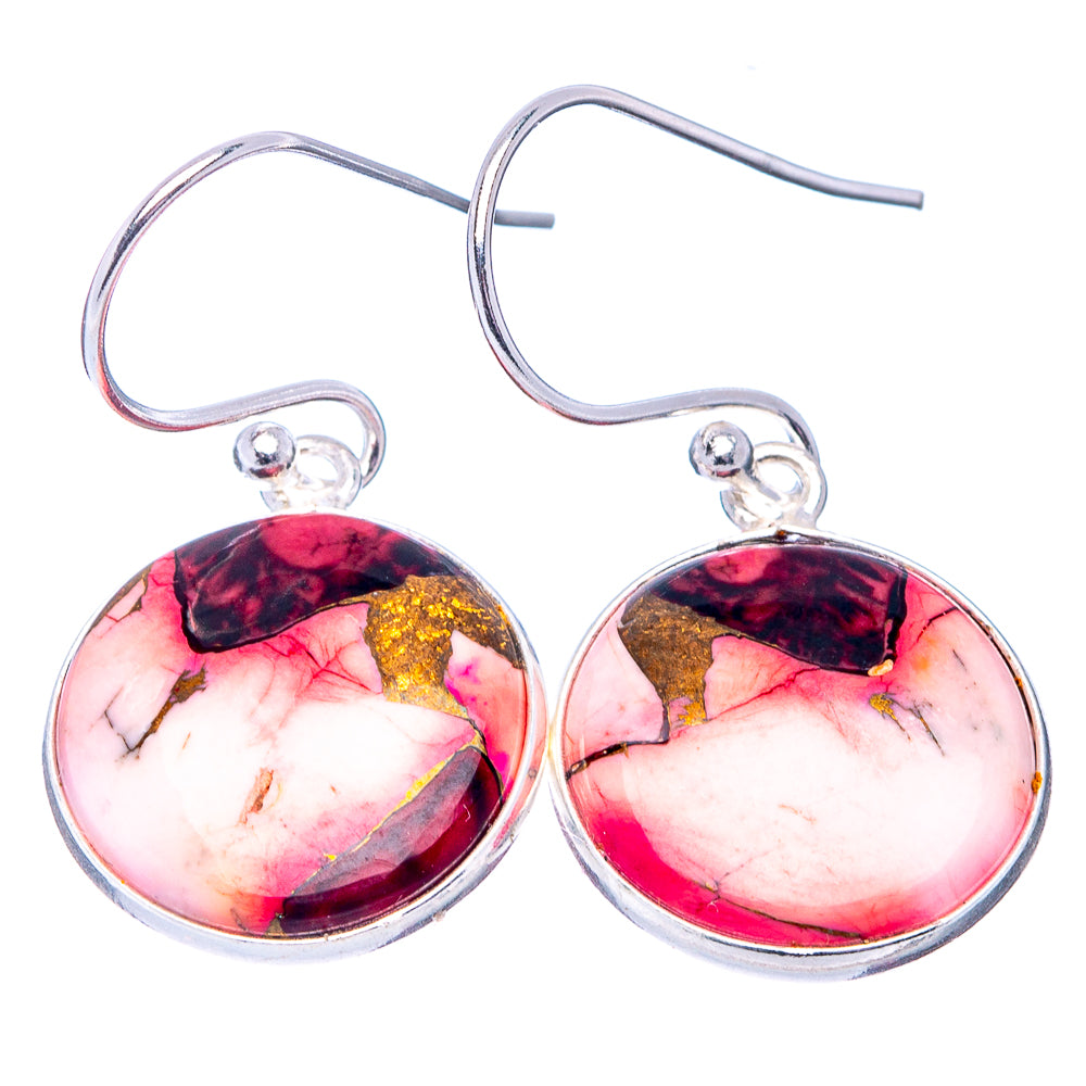 Red Dahlia Mohave Turquoise Earrings 1 1/4" (.925 Sterling Silver)