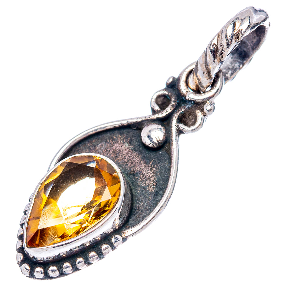 Dainty Citrine Pendant 1 1/8" (.925 Sterling Silver)