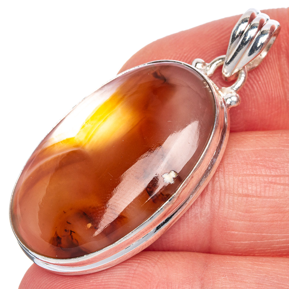 Plume Agate Pendant 1 5/8" (925 Sterling Silver) P40716