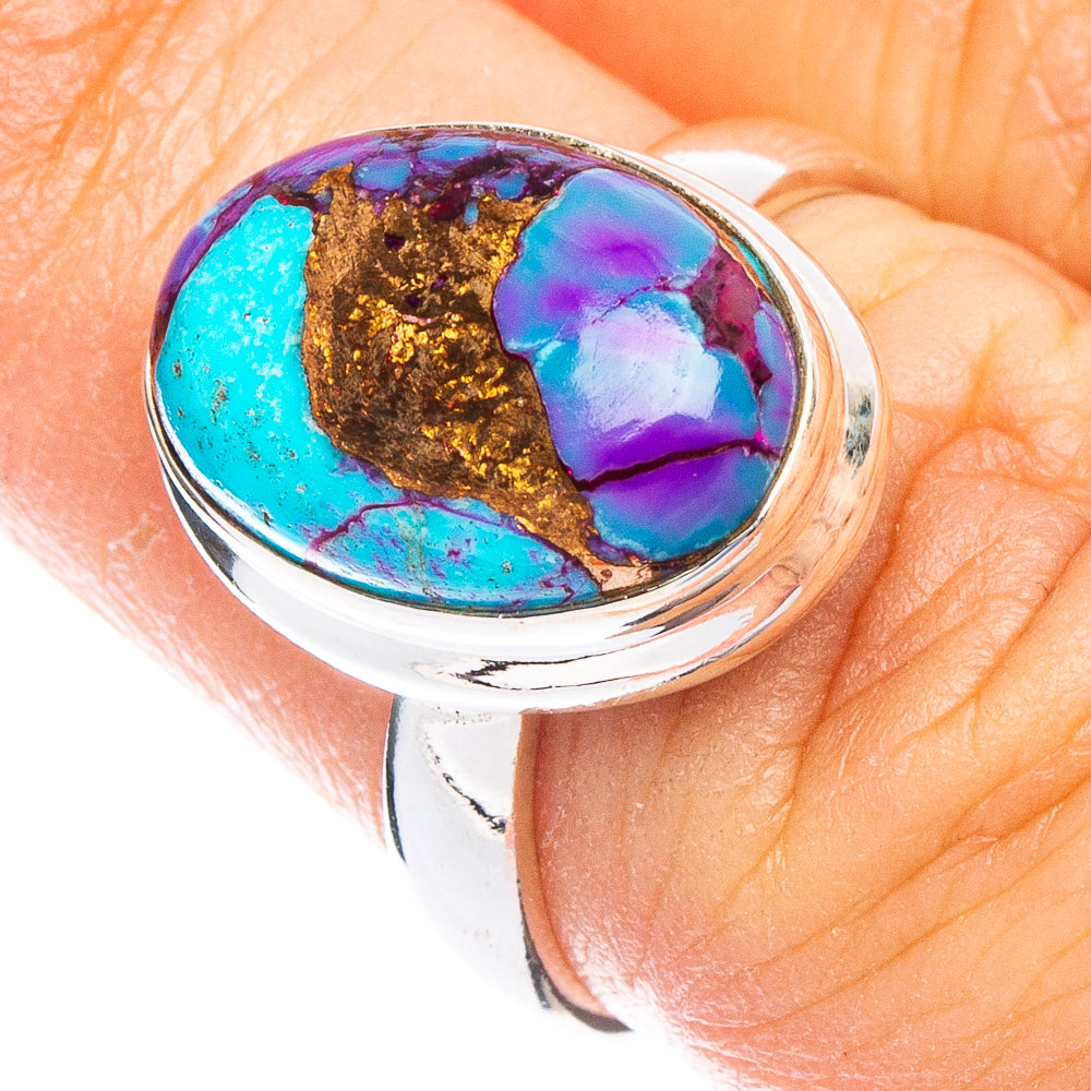 Purple Copper Composite Turquoise Ring Size 7 (925 Sterling Silver) R6689