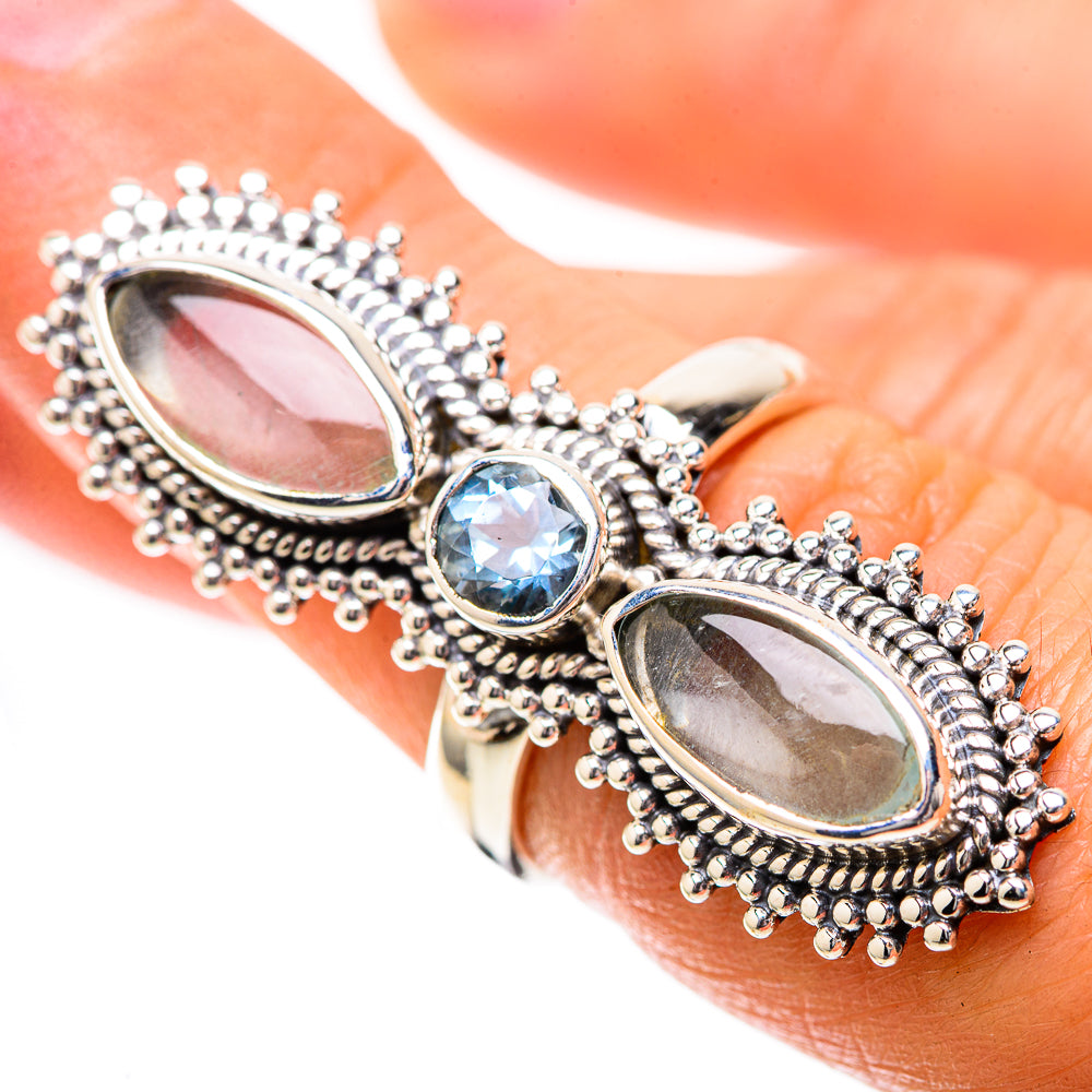 Large Natural Aquamarine, Blue Topaz Ring Size 6.5 (925 Sterling Silver) RING138021