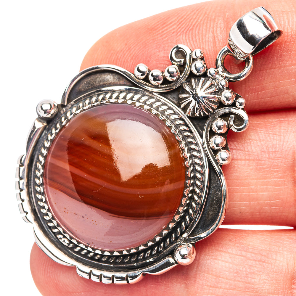 Premium Botswana Agate Pendant 1 3/4" (.925 Sterling Silver)