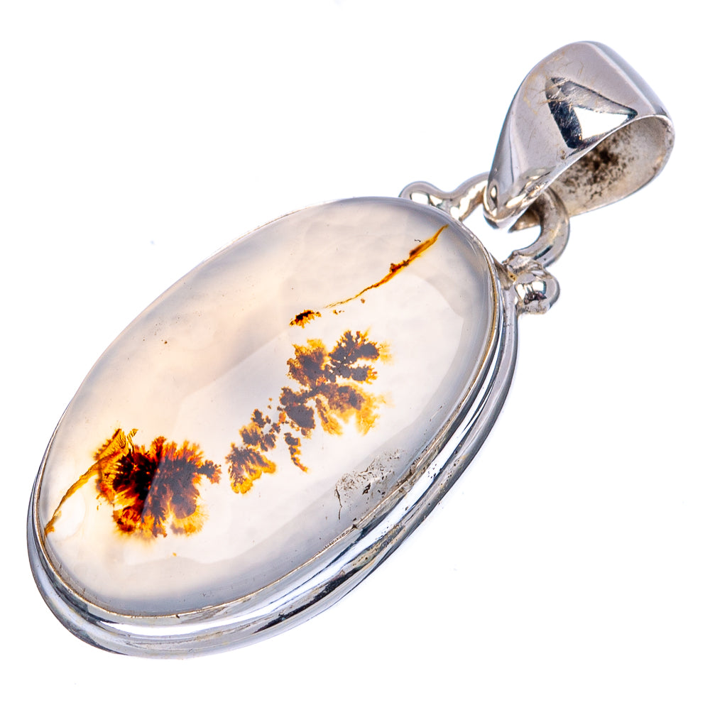 Scenic Dendritic Agate Pendant 1 1/4" (.925 Sterling Silver)