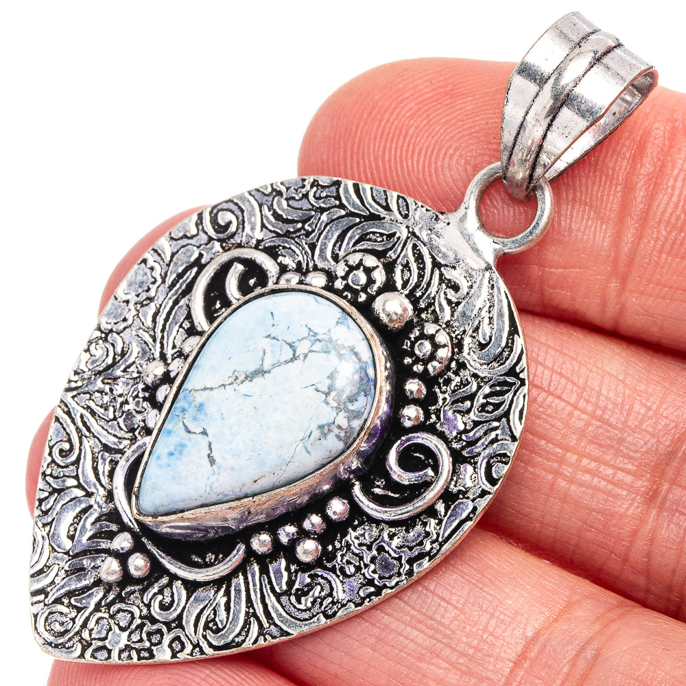Larimar Pendant 2 1/8" (German Silver)