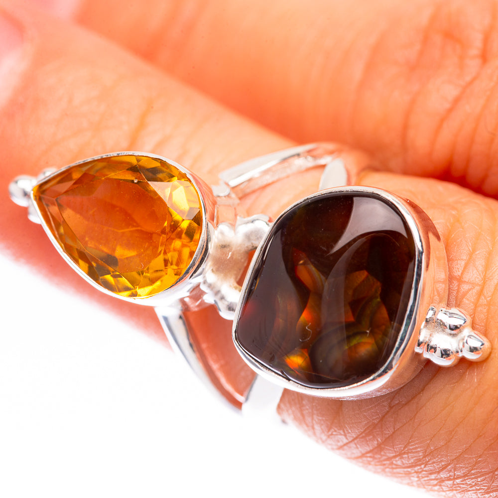 Mexican Fire Agate, Citrine Ring Size 6 (925 Sterling Silver) R140498