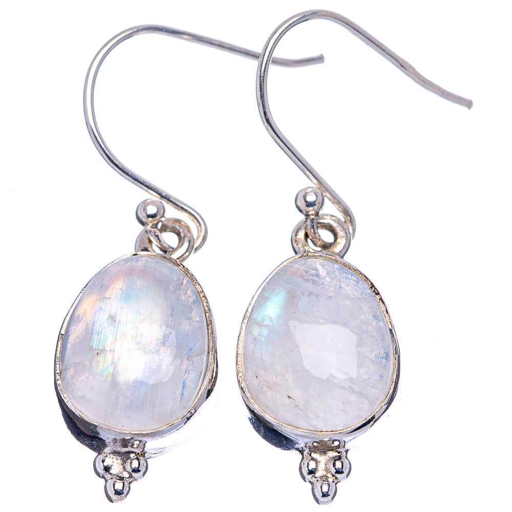 Rainbow Moonstone Earrings 1 1/4" (.925 Sterling Silver)