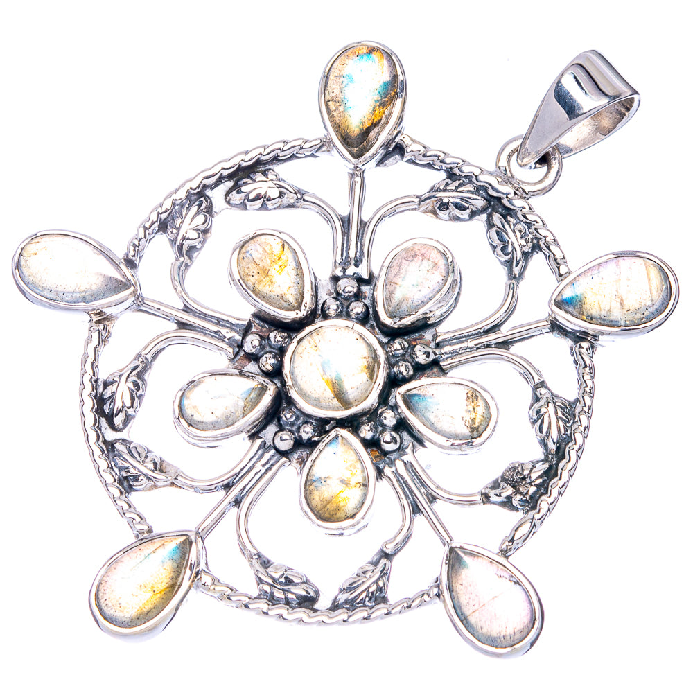 Signature Labradorite Snowflake Pendant 2" (925 Sterling Silver) P41813
