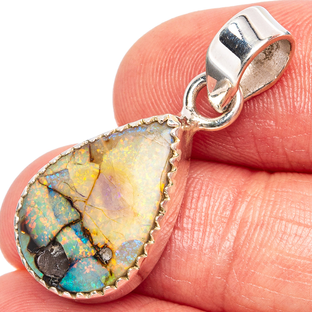 Rare Sterling Opal Pendant 1 1/4" (.925 Sterling Silver)