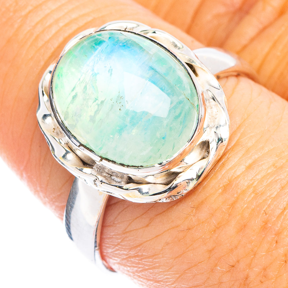 Green Moonstone Ring Size 8.25 (925 Sterling Silver) R7836