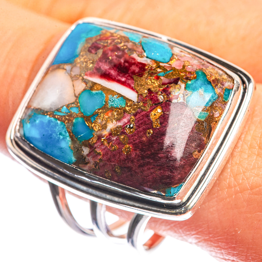Large Spiny Oyster Turquoise 925 Sterling Silver Ring Size 10.25