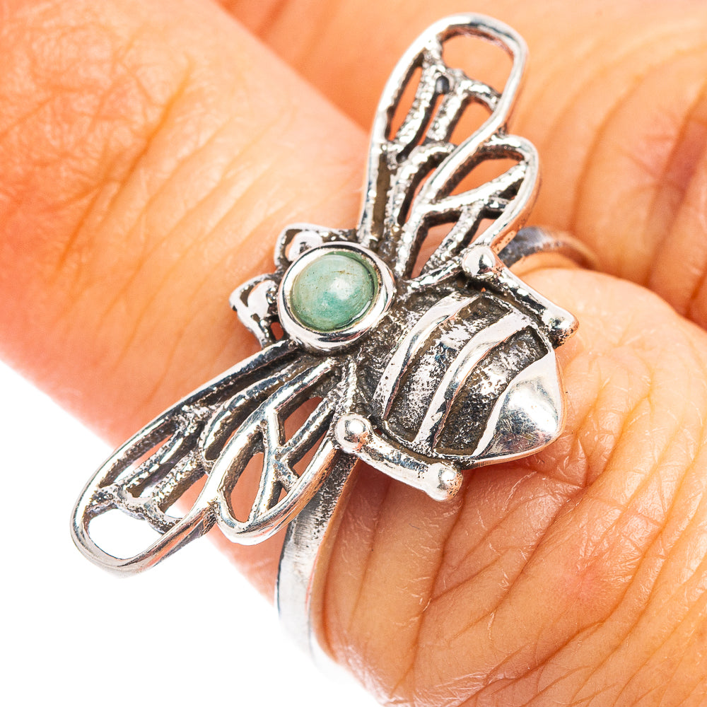 Amazonite Bee Dainty Ring Size 6.5 (.925 Sterling Silver)