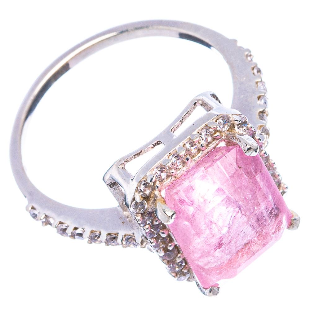 Faceted Rose Quartz, Cubic Zirconia Ring Size 7 (.925 Sterling Silver)