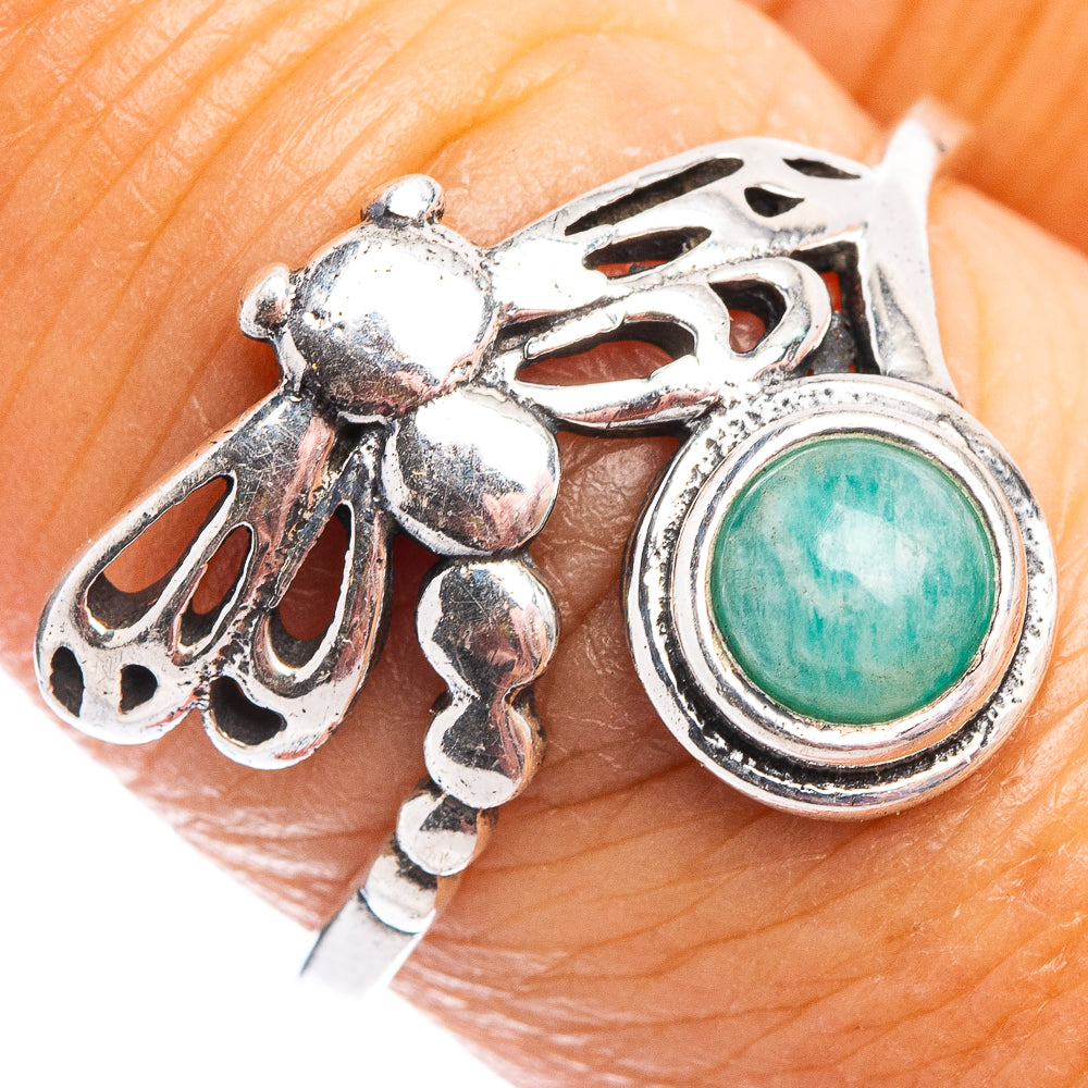 Amazonite Dragonfly Dainty Ring Size 8.25 (.925 Sterling Silver)