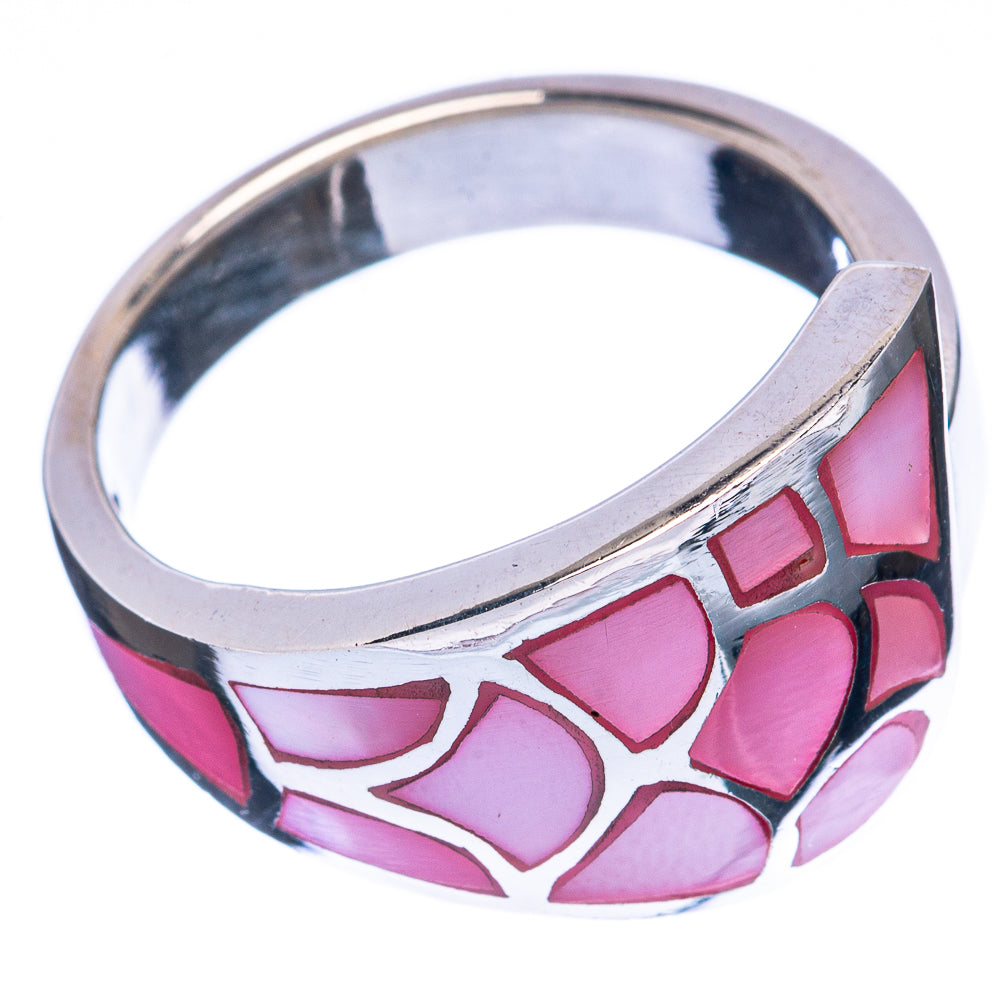 Mother Of Pearl Inlay Ring Size 7.5 (925 Sterling Silver) R3009
