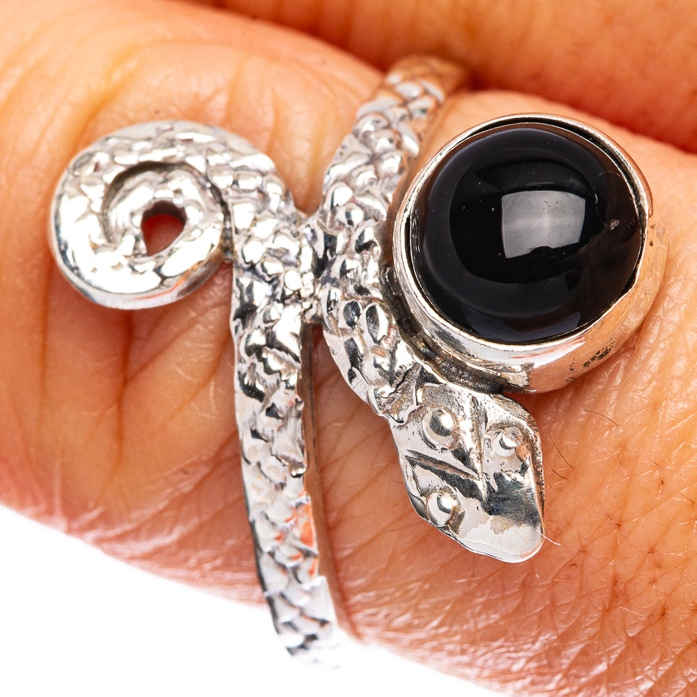 Value Black Onyx Snake Ring Size 8.5 (925 Sterling Silver) R3184