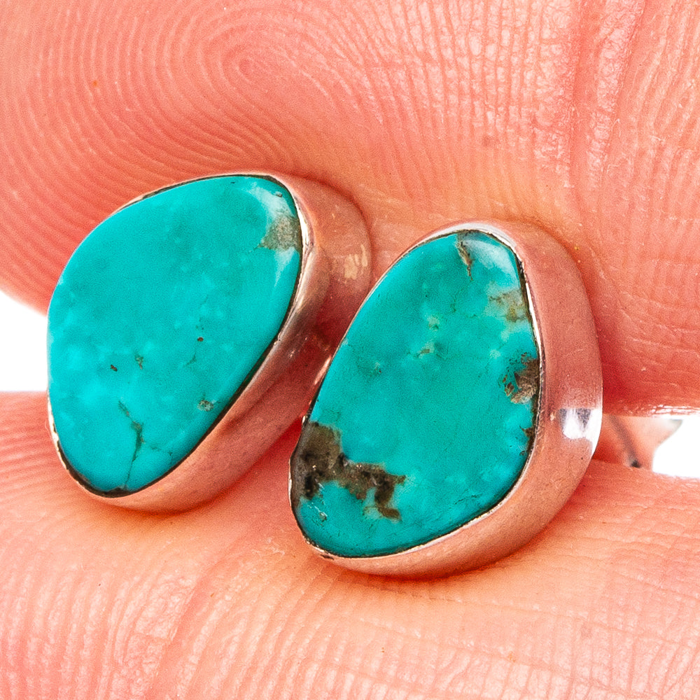 Rare Kingman Turquoise Earrings 3/8" (.925 Sterling Silver)