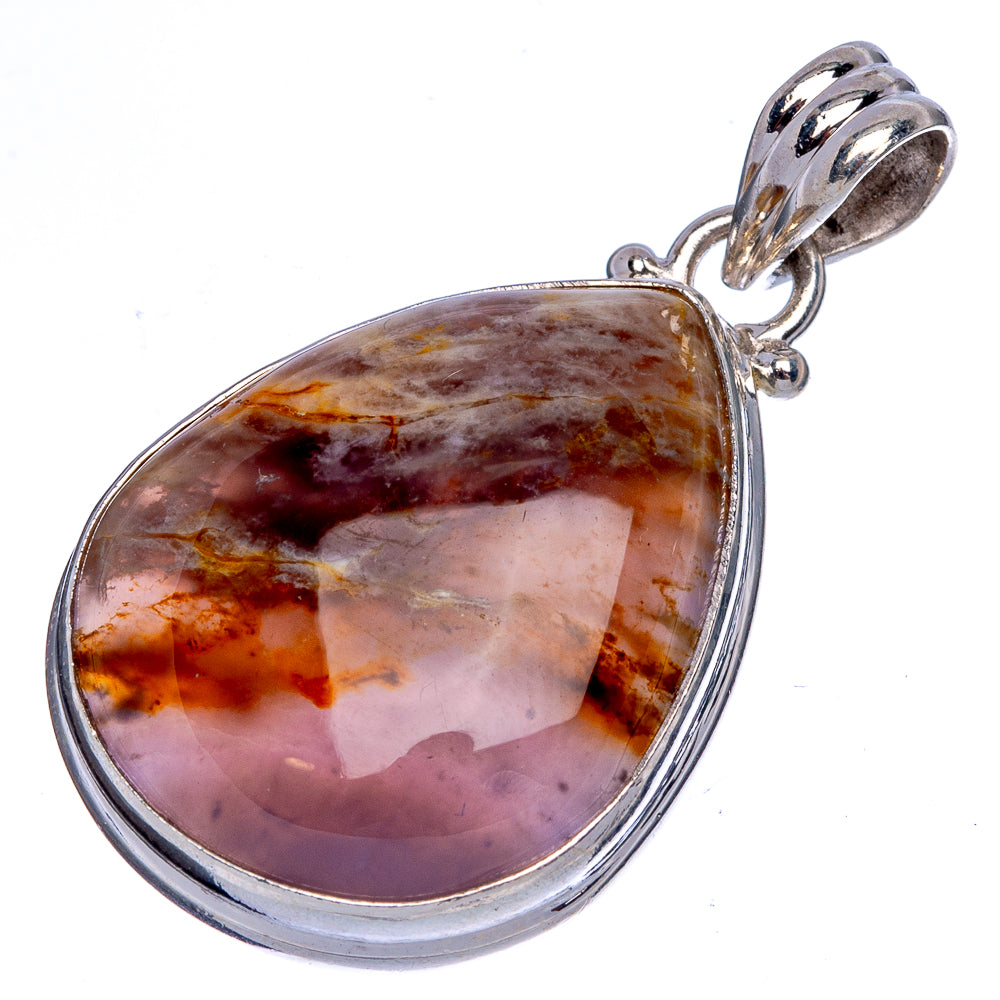Plume Agate Pendant 1 1/2" (925 Sterling Silver) P40379