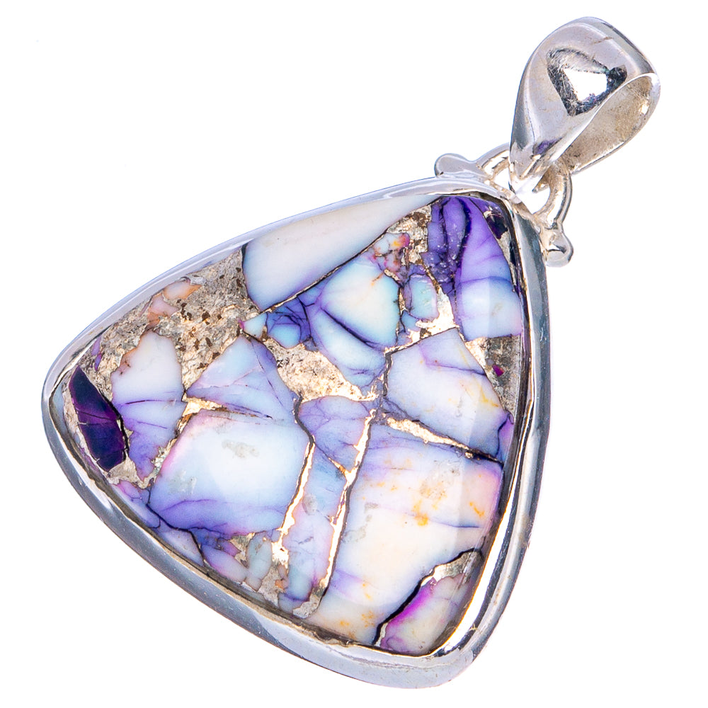 Purple Dahlia Mohave Turquoise Pendant 1 1/8" (.925 Sterling Silver)