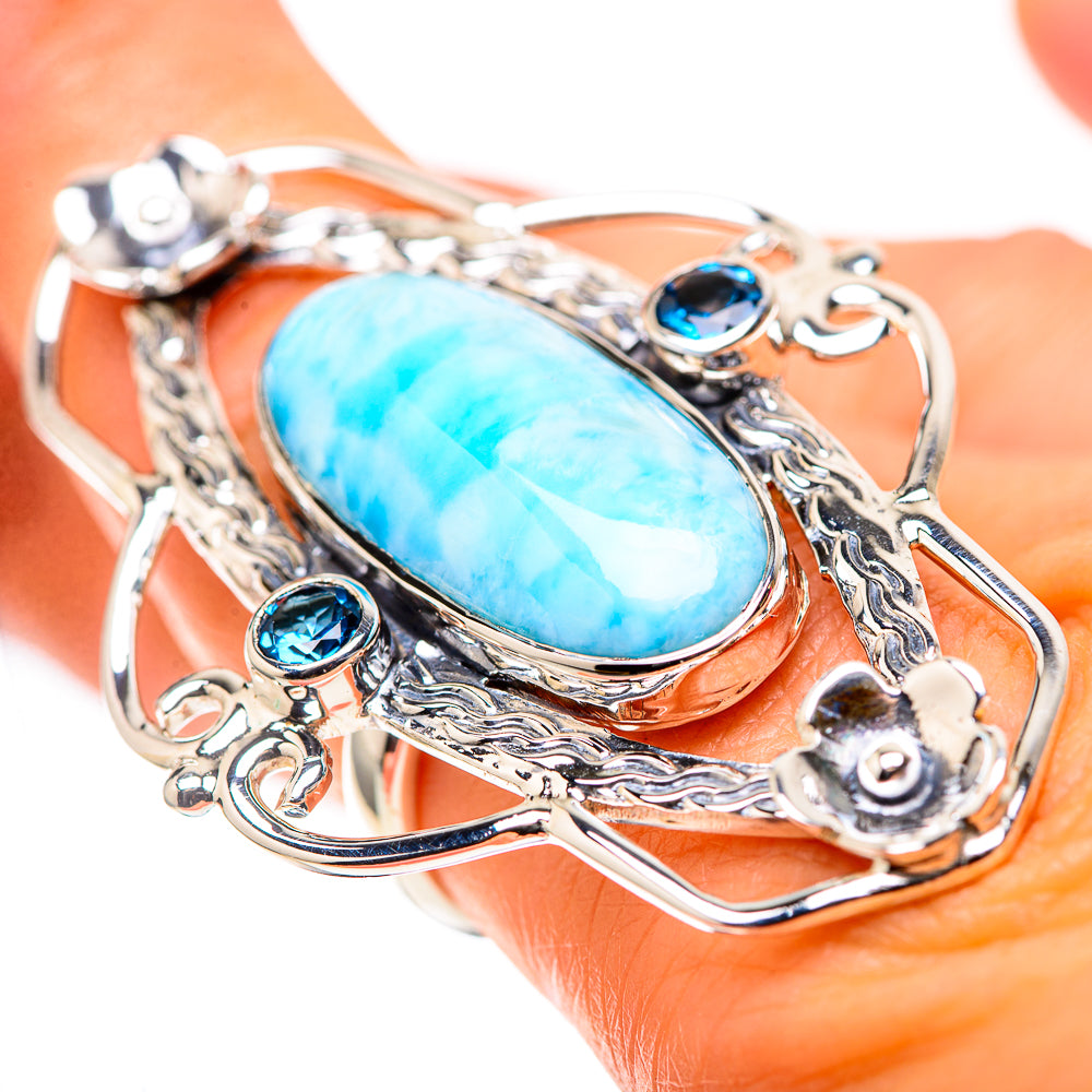 Signature Huge Larimar, London Blue Topaz Ring Size 8.25 (925 Sterling Silver) RING138279