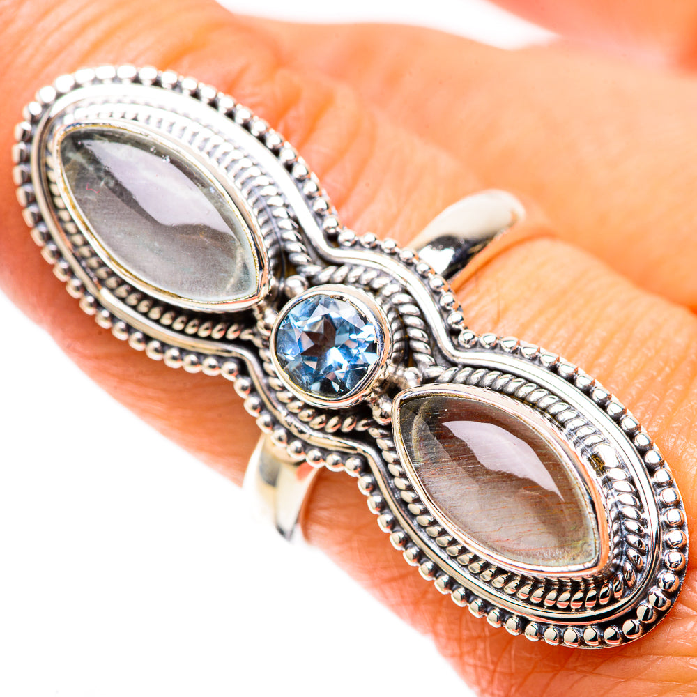 Large Natural Aquamarine, Blue Topaz Ring Size 8 (925 Sterling Silver) RING137982