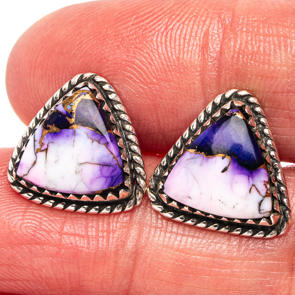 Purple Dahlia Mohave Turquoise Earrings 5/8" (.925 Sterling Silver)