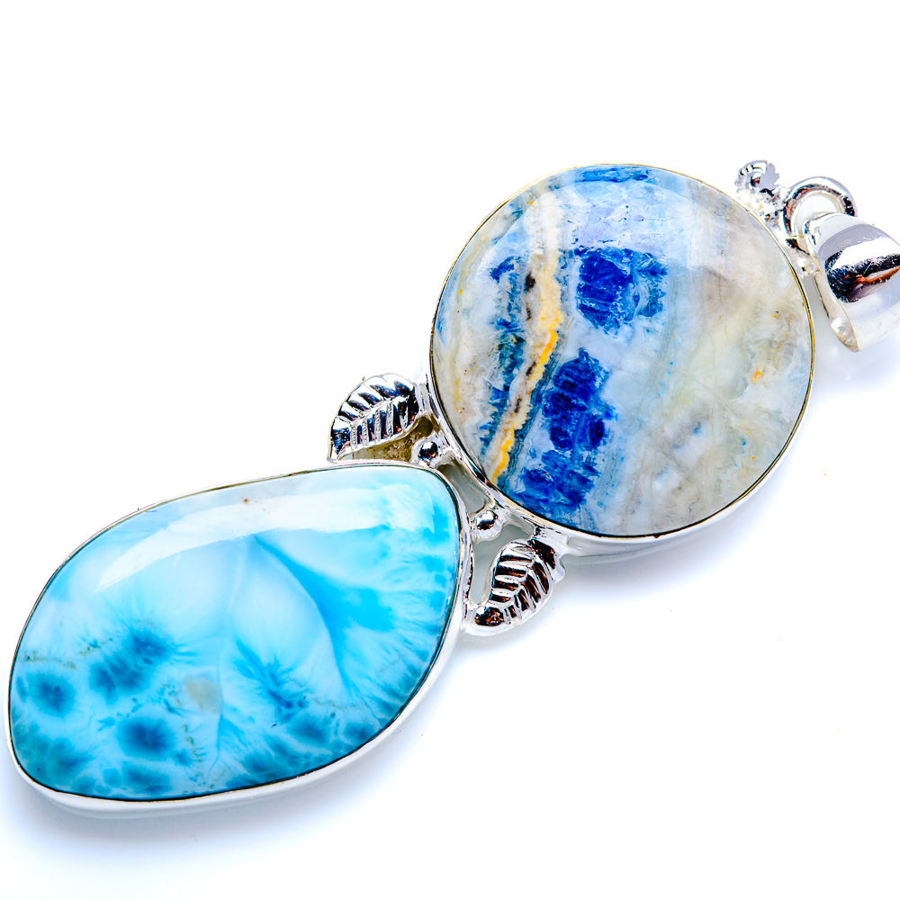 Blue Scheelite, Larimar 925 Sterling Silver Pendant 2 3/4" (925 Sterling Silver) PD38322