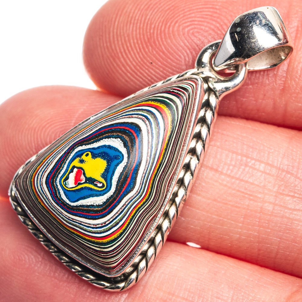 Fordite Pendant 1 3/8" (925 Sterling Silver) P39728