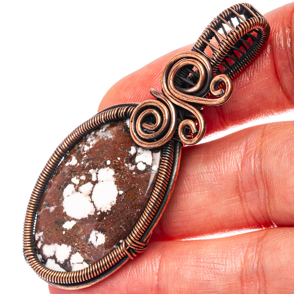 Wild Horse Jasper Wire Wrap Pendant 2 3/8" (Oxidized Copper)