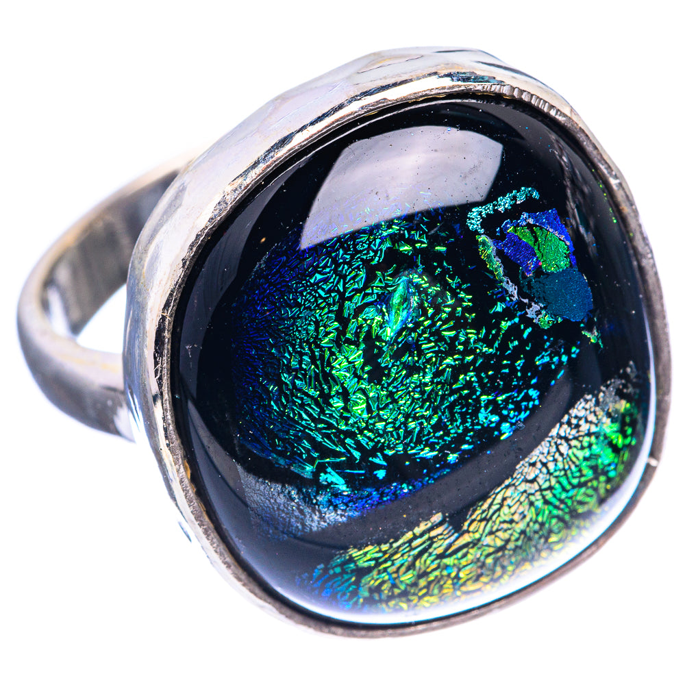 Large Dichroic Glass Ring Size 9 (925 Sterling Silver) R143008