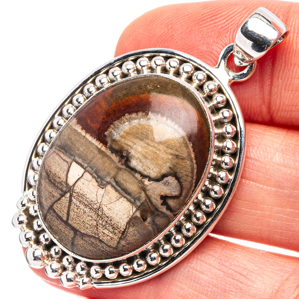 Premium Mushroom Rhyolite Pendant 1 3/4" (.925 Sterling Silver)