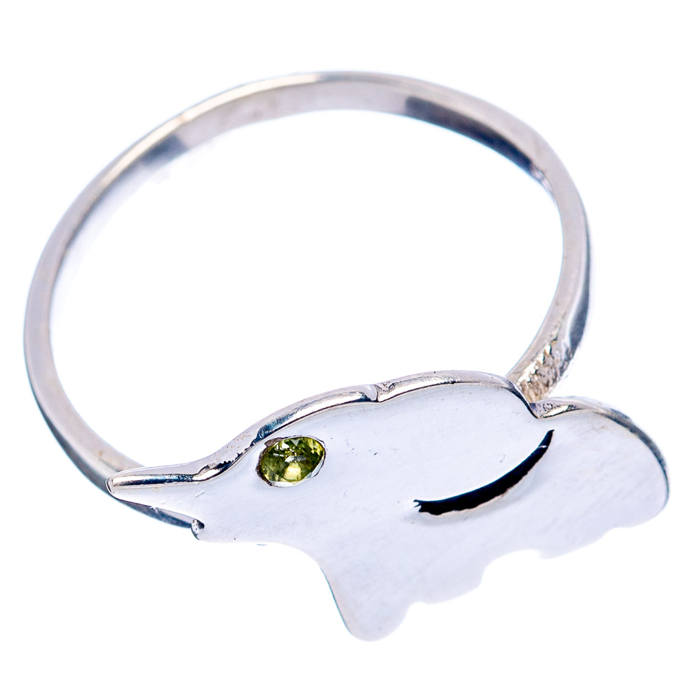 Peridot Elephant Dainty Ring Size 6.5 (.925 Sterling Silver)
