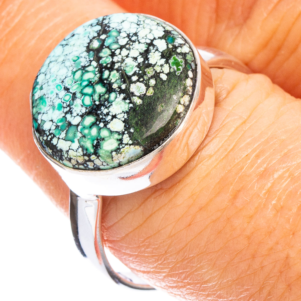 Hebei Spiderweb Turquoise Ring Size 9 (.925 Sterling Silver)
