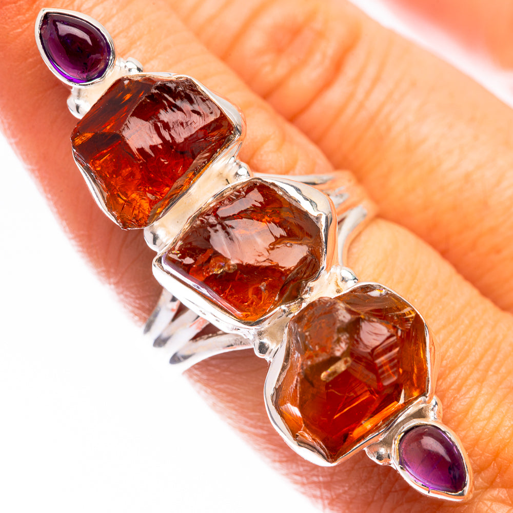 Large Raw Citrine, Amethyst Ring Size 7.75 (925 Sterling Silver) R140791