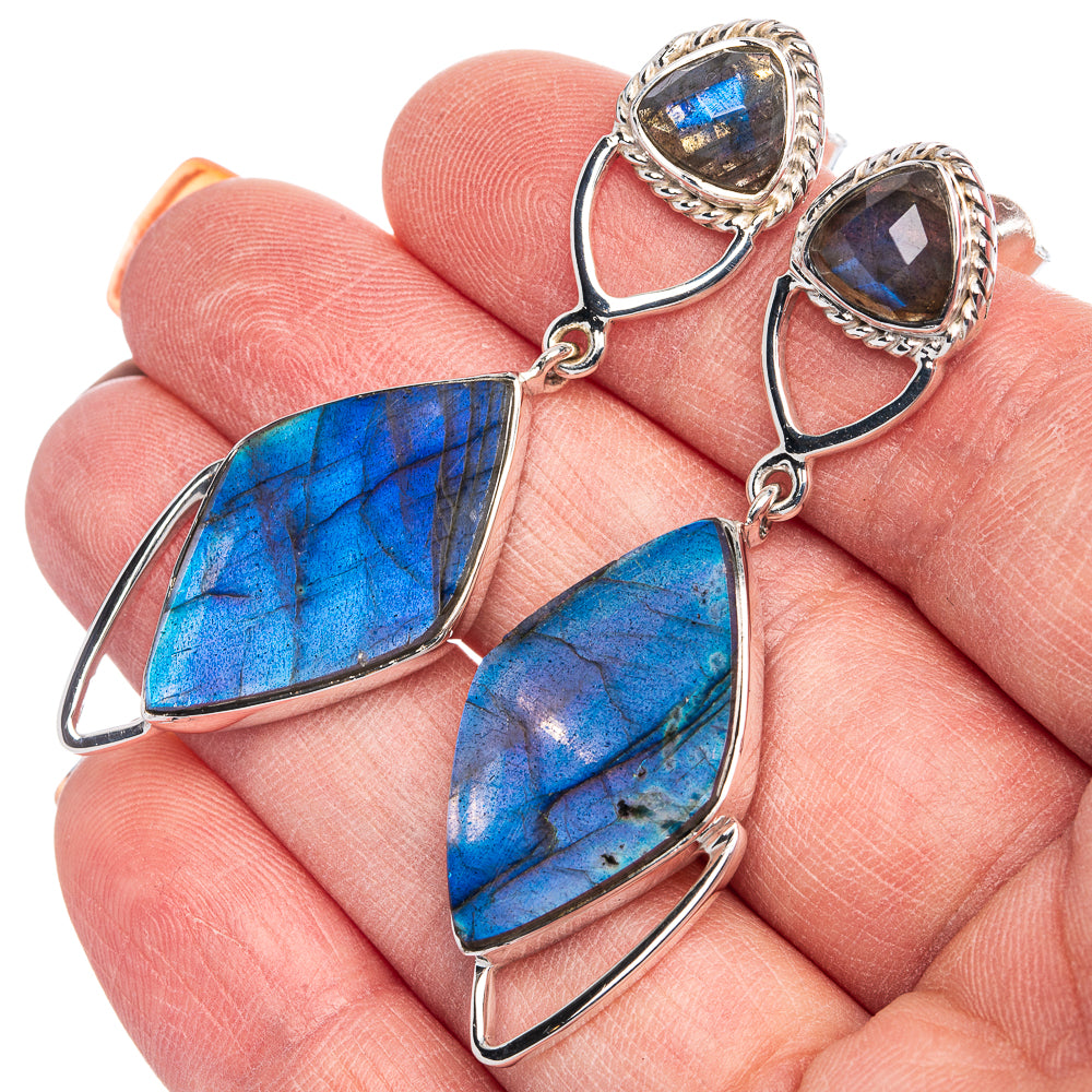 Signature Labradorite Earrings 2 1/4" (925 Sterling Silver) E1175