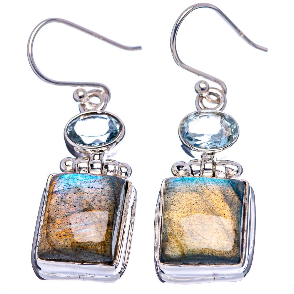 Labradorite Earrings 1 1/2" (.925 Sterling Silver)