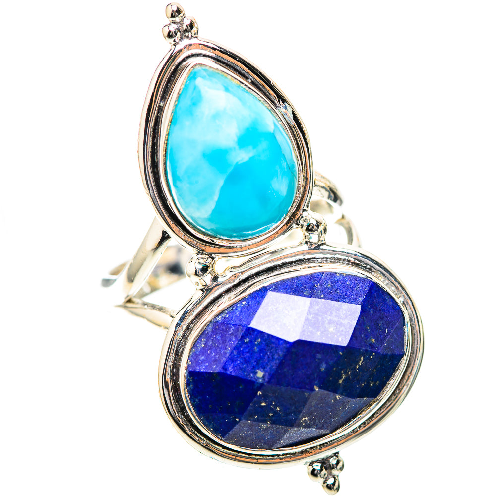 Large Lapis Lazuli, Larimar Ring Size 10.5 (925 Sterling Silver) RING139287