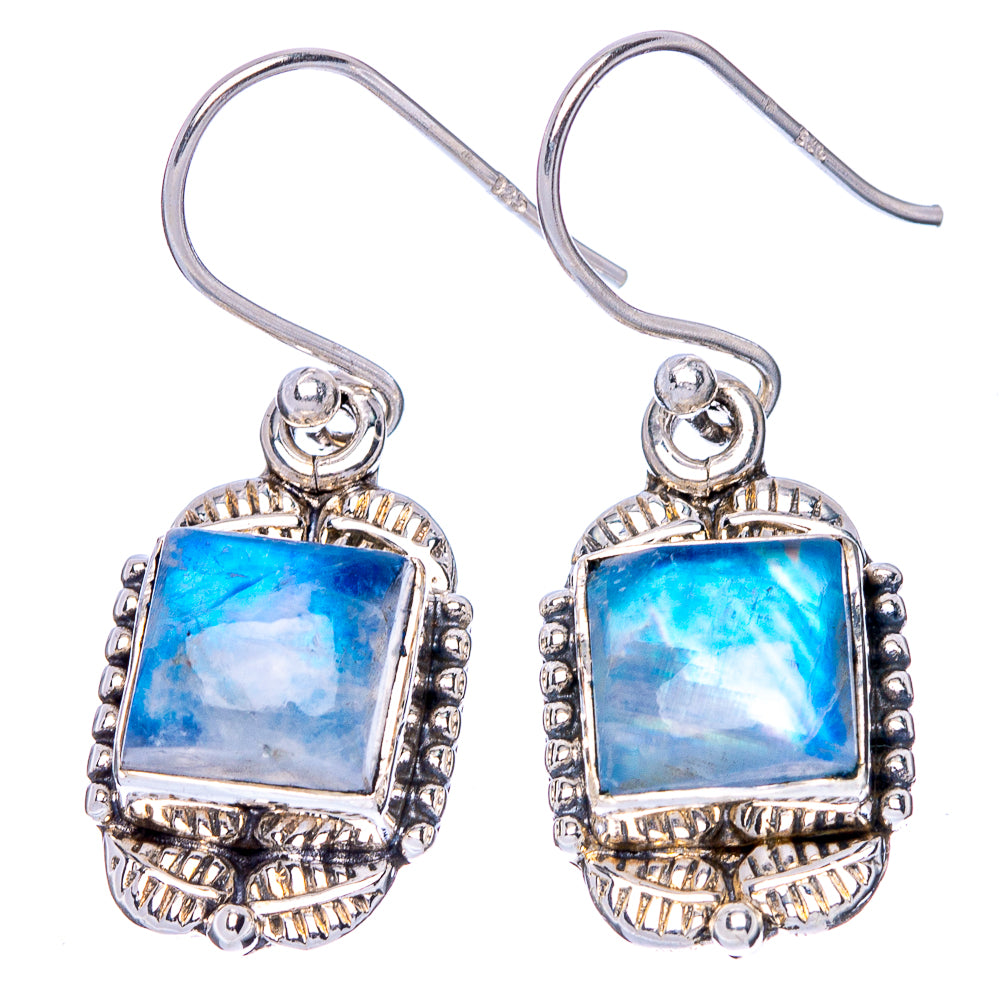 Rainbow Moonstone Earrings 1 3/8" (925 Sterling Silver) E1408