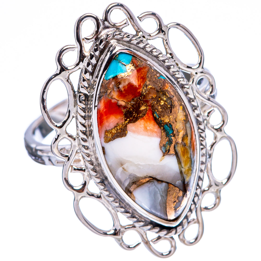 Premium Spiny Oyster Turquoise Ring Size 8.75 (.925 Sterling Silver)
