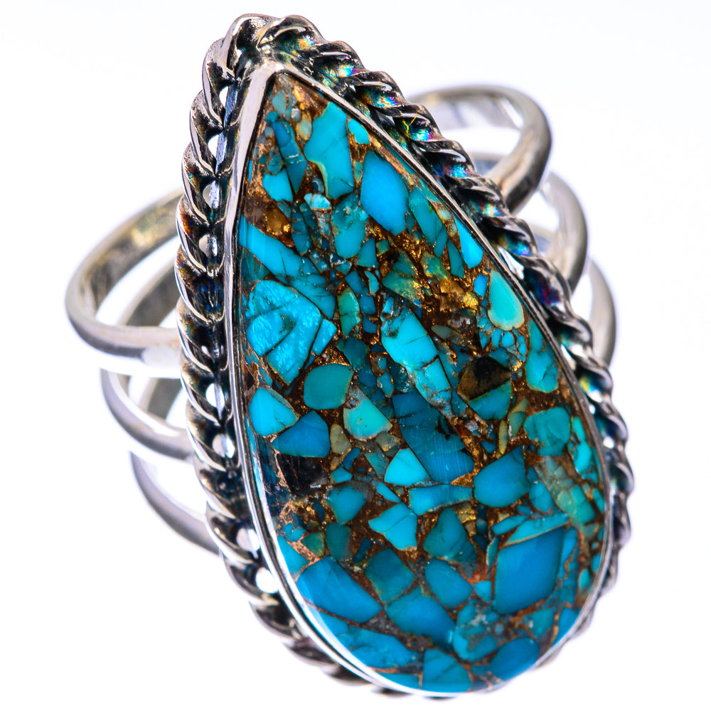 Large Blue Copper Composite Turquoise Ring Size 10.75 (925 Sterling Silver) R141251