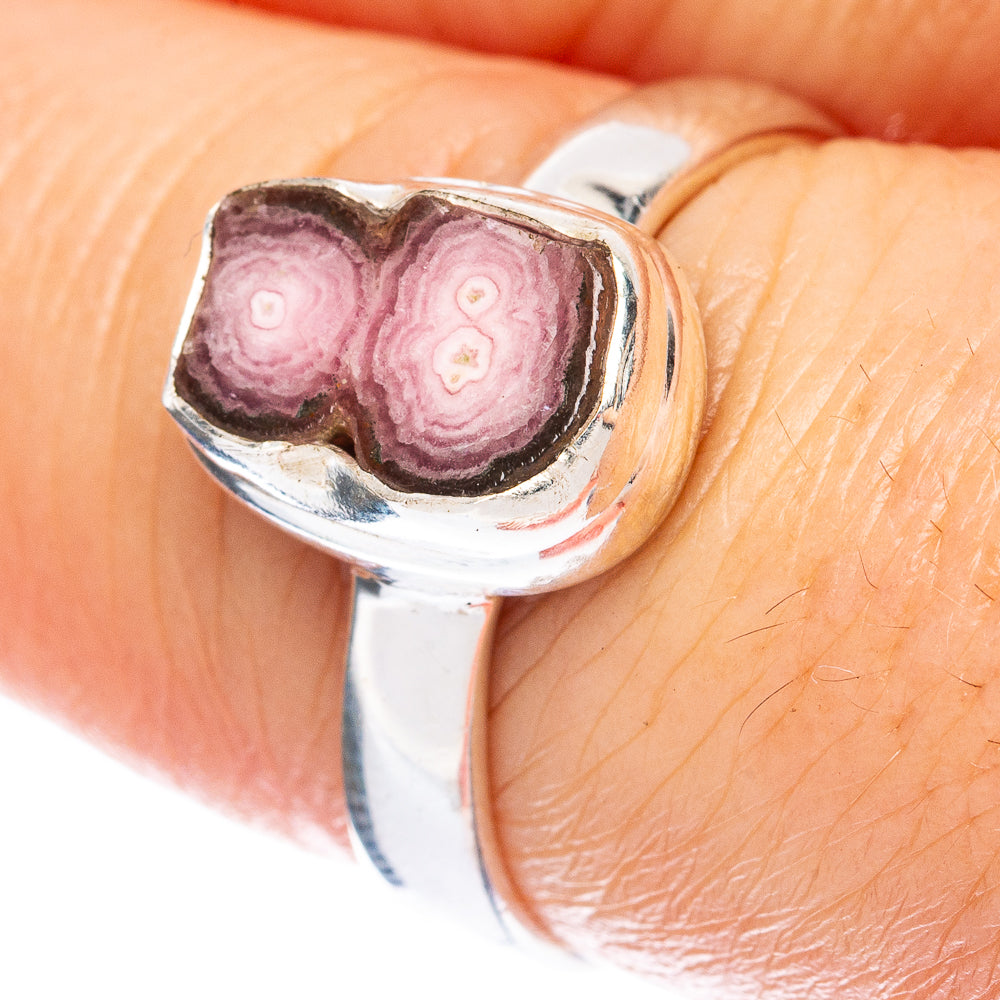 Rare Rhodochrosite Stalactite Ring Size 7.75 (925 Sterling Silver) R2792