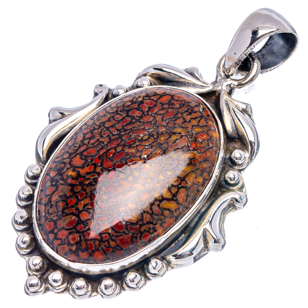 Rare Premium Dinosaur Bone Pendant 1 7/8" (.925 Sterling Silver)