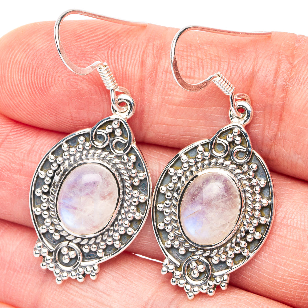 Premium Rainbow Moonstone Earrings 1 5/8" (925 Sterling Silver) E2735