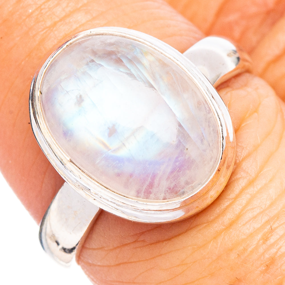 Rainbow Moonstone Ring Size 7.75 (.925 Sterling Silver)