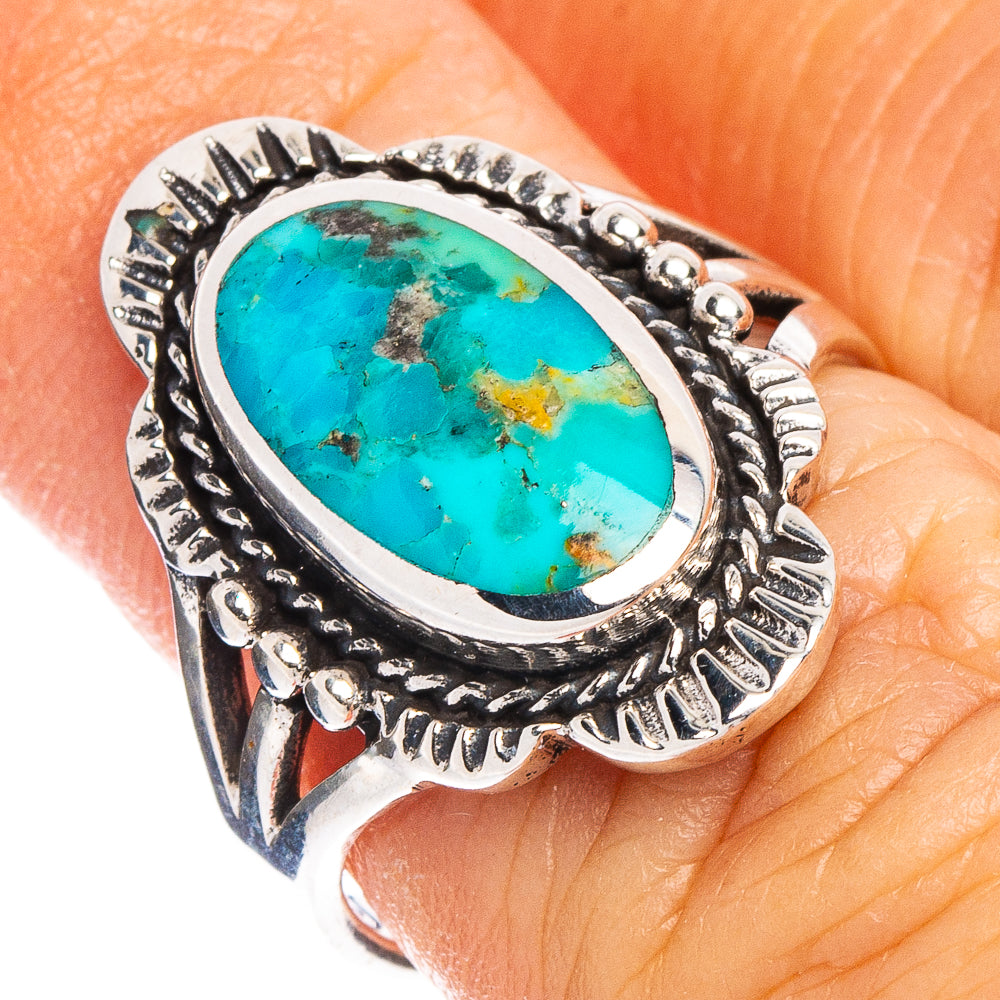 Arizona Turquoise Native Style Ring Size 6 (.925 Sterling Silver)