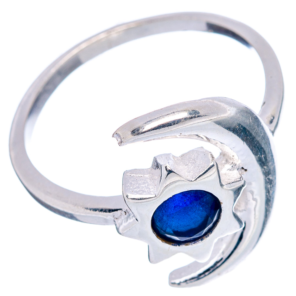 Blue Quartz Sun Moon Dainty Ring Size 8 (.925 Sterling Silver)