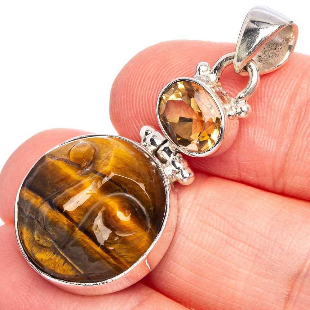 Tiger Eye, Citrine Pendant 1 5/8" (925 Sterling Silver) P40292